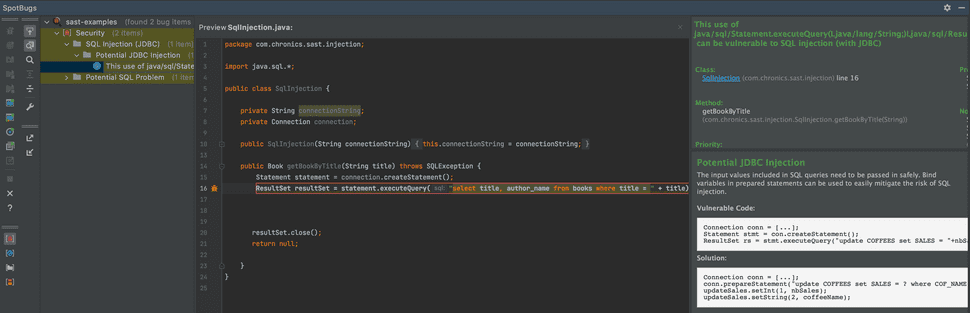 SQL Injection Caught in SAST Tool