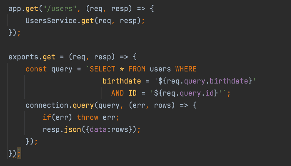 SQL Injection in NodeJS Code